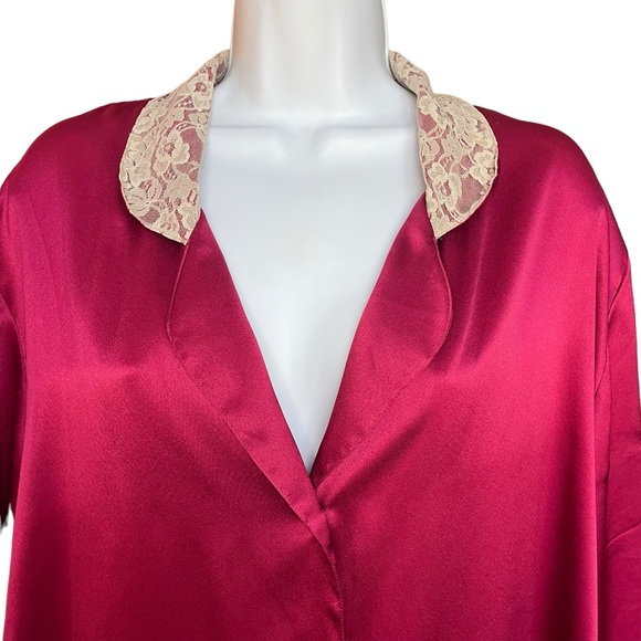 Vintage Victoria's Secret Gold Label Lace Colored Burgundy Shirt Nightgown M/L - Picture 4 of 11